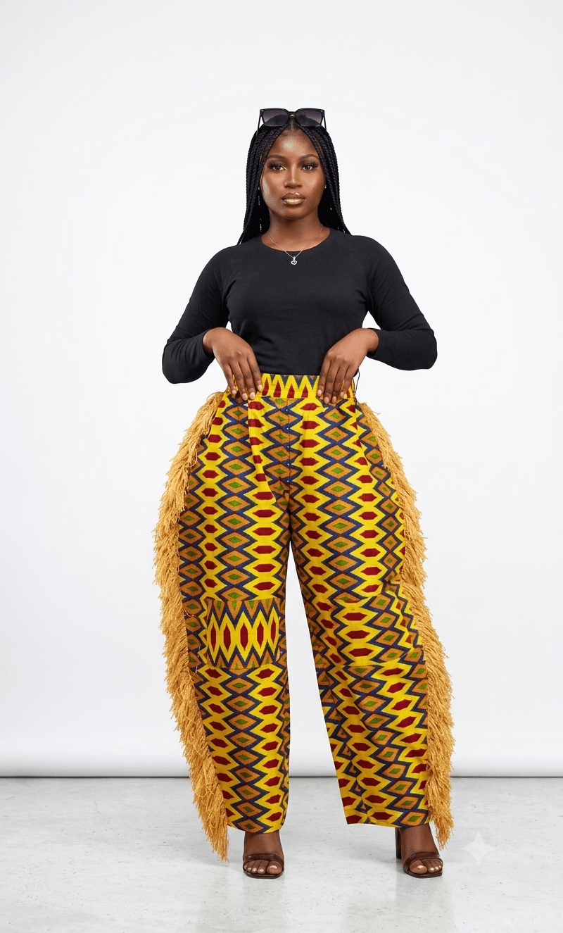 Fringe Ankara Wide-Leg Pants