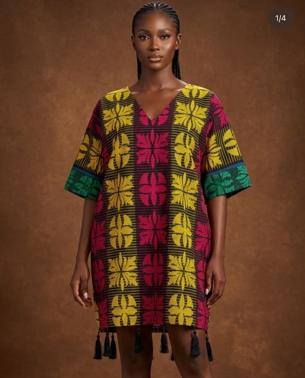 Adunni Tassel Ankara Shift Dress
