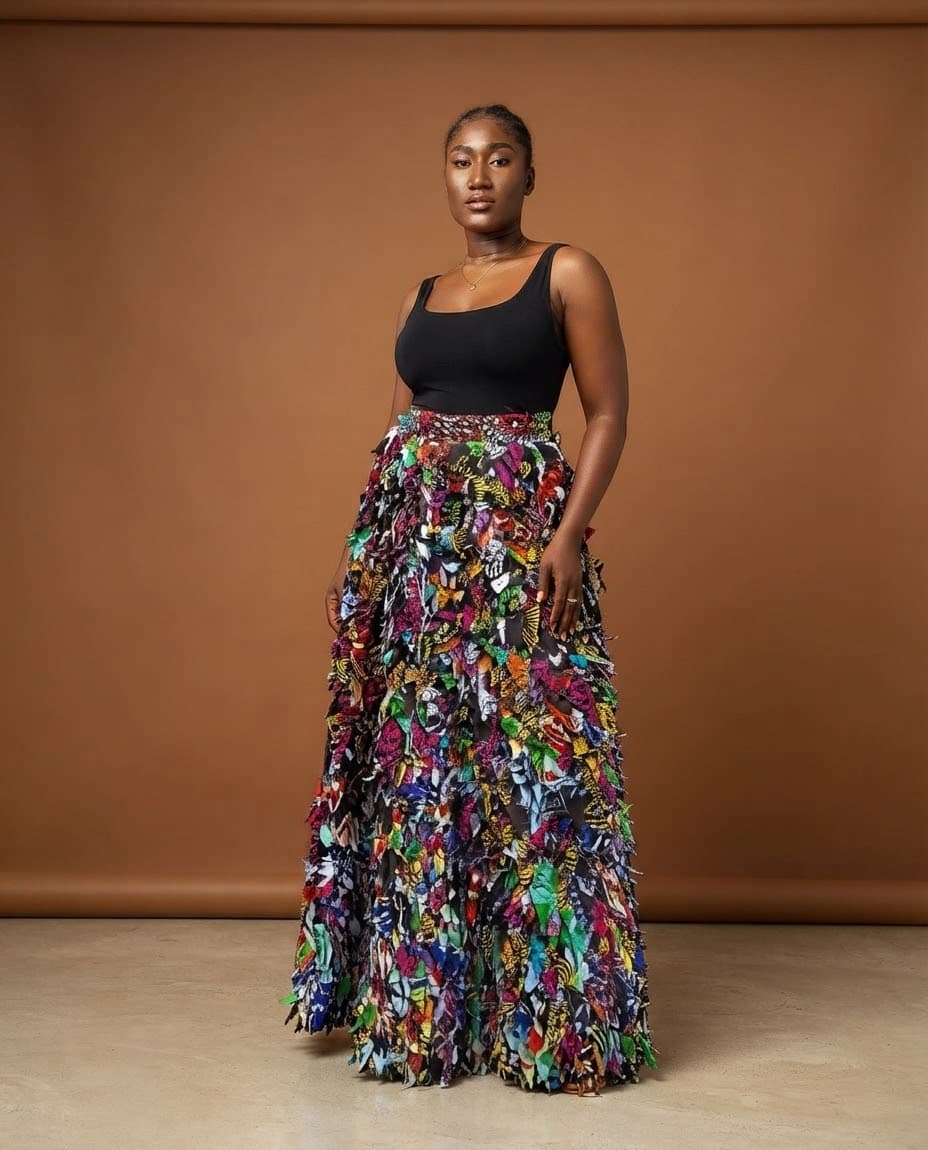 Zola Patchwork Fringe Maxi Skirt