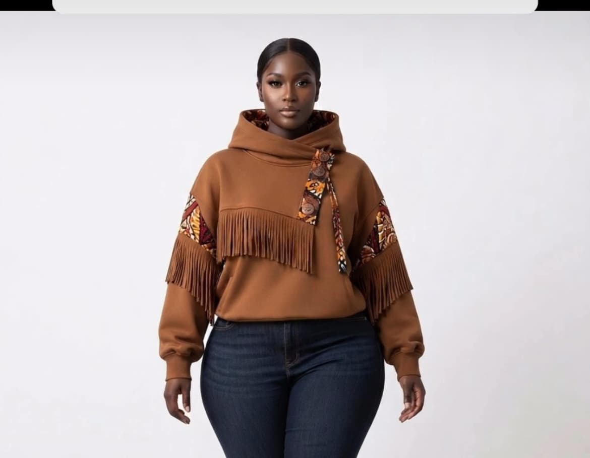 Eby Fringe Ankara Hoodie