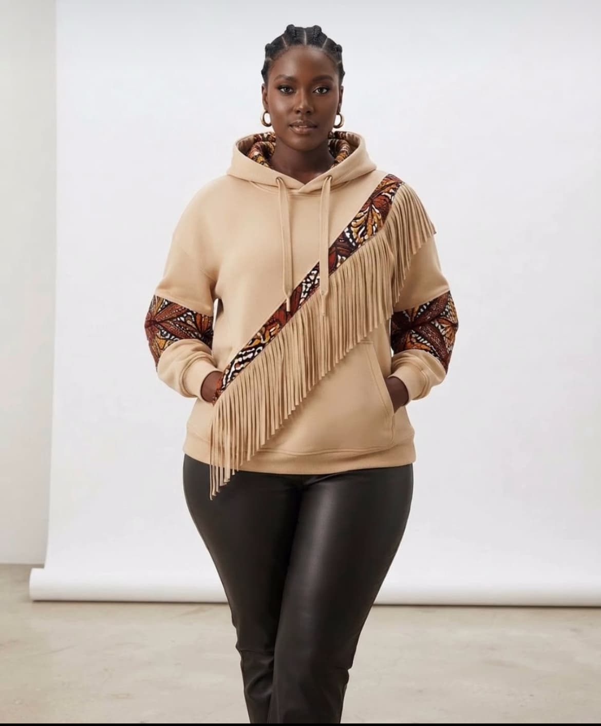 Naya Fringe Ankara Hoodie
