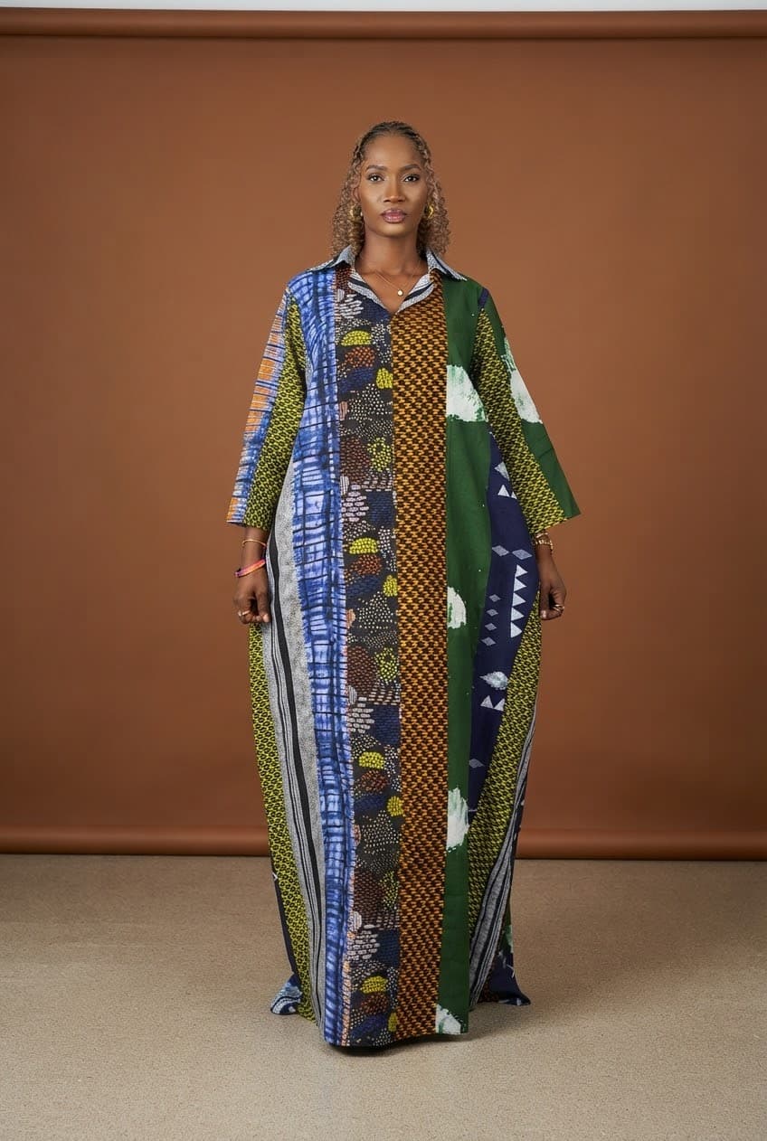 Zina Multicolor Patchwork Bubu Dress